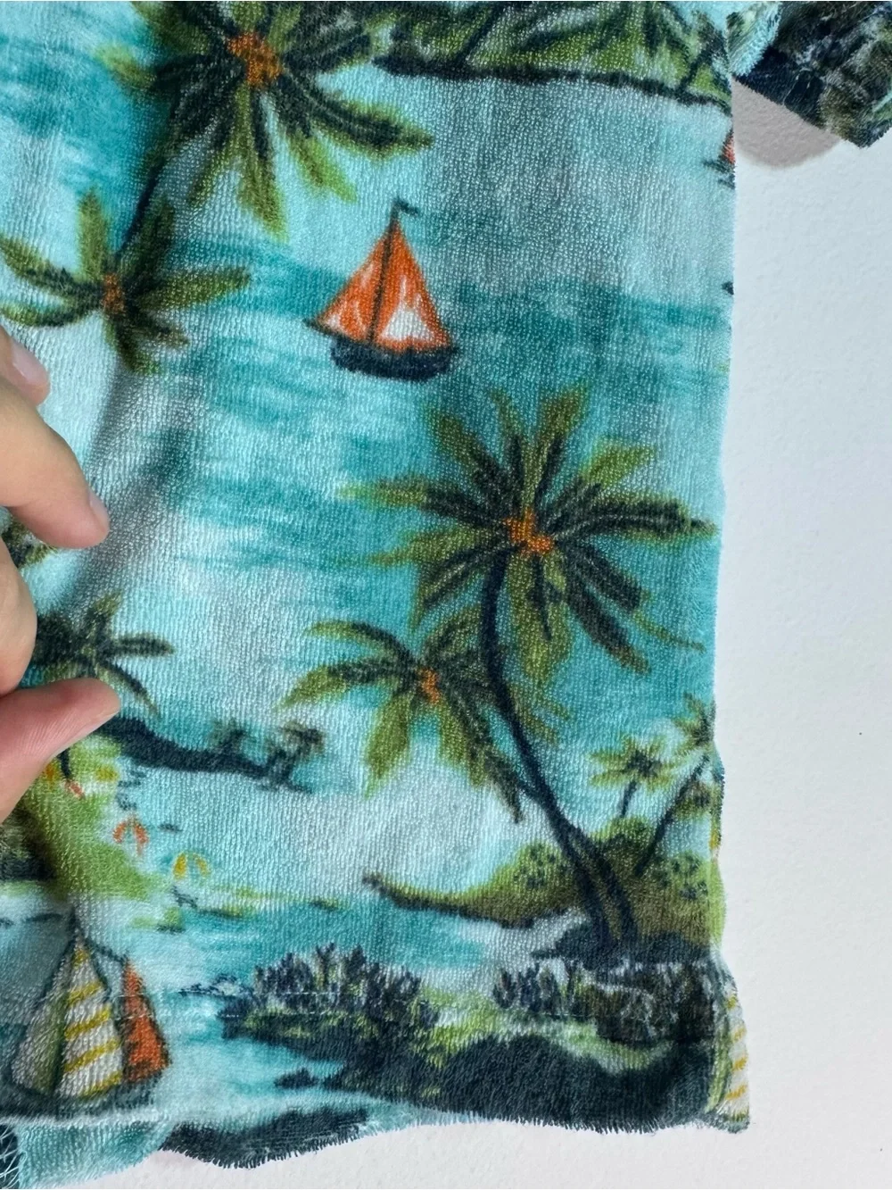 Old Navy Boys XS 5 Terrycloth Hawaiian Tropical Button Up Shirt